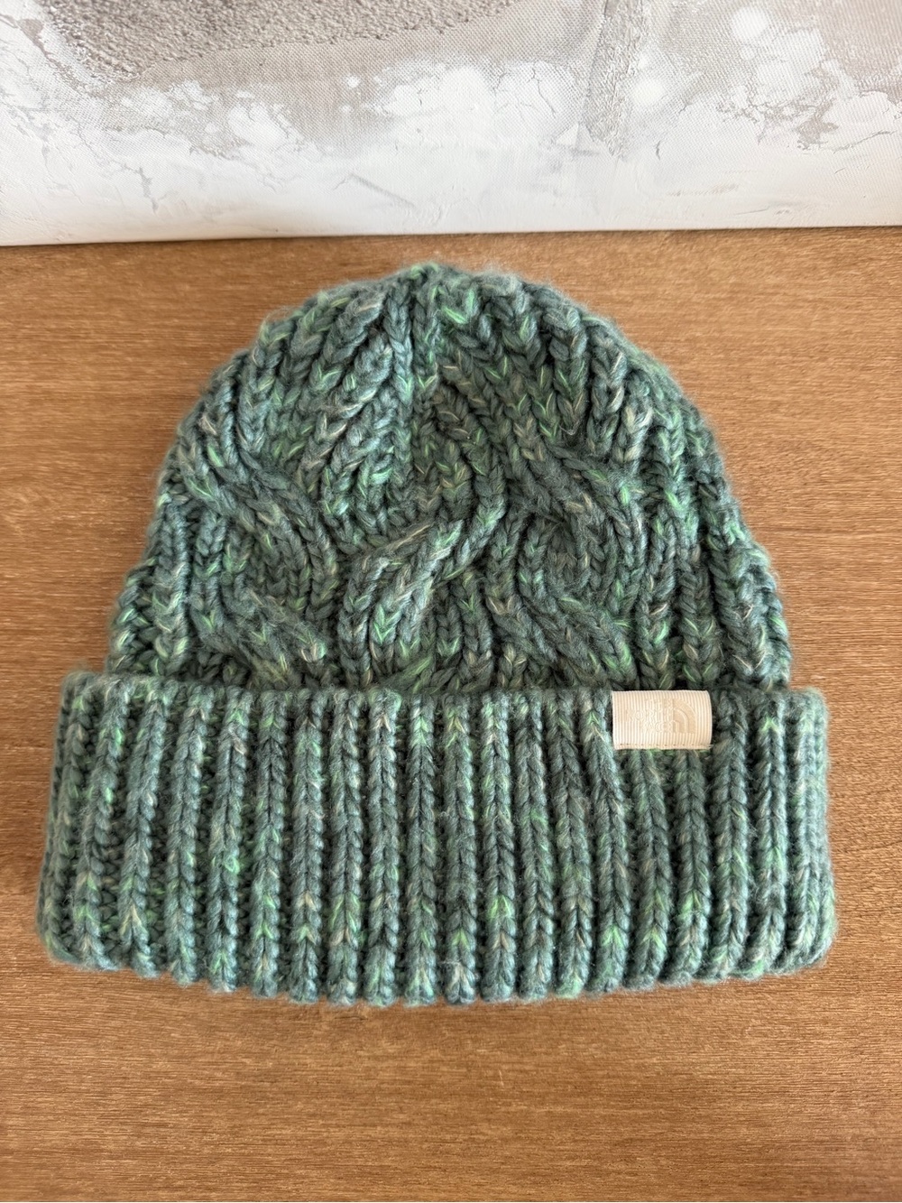 The North Face Green Cable Knit Beanie